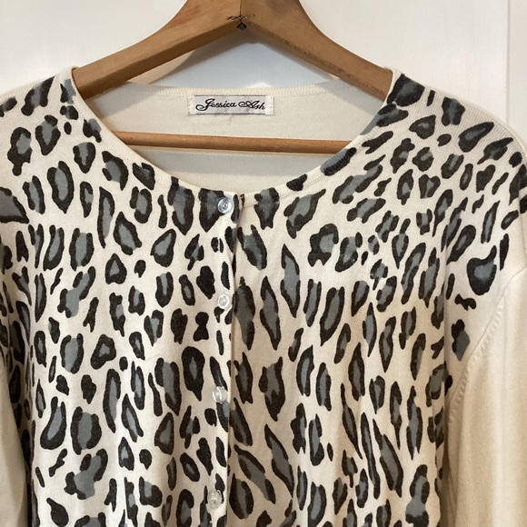 Jessica ash Animal print button down sweater - Picture 3 of 8